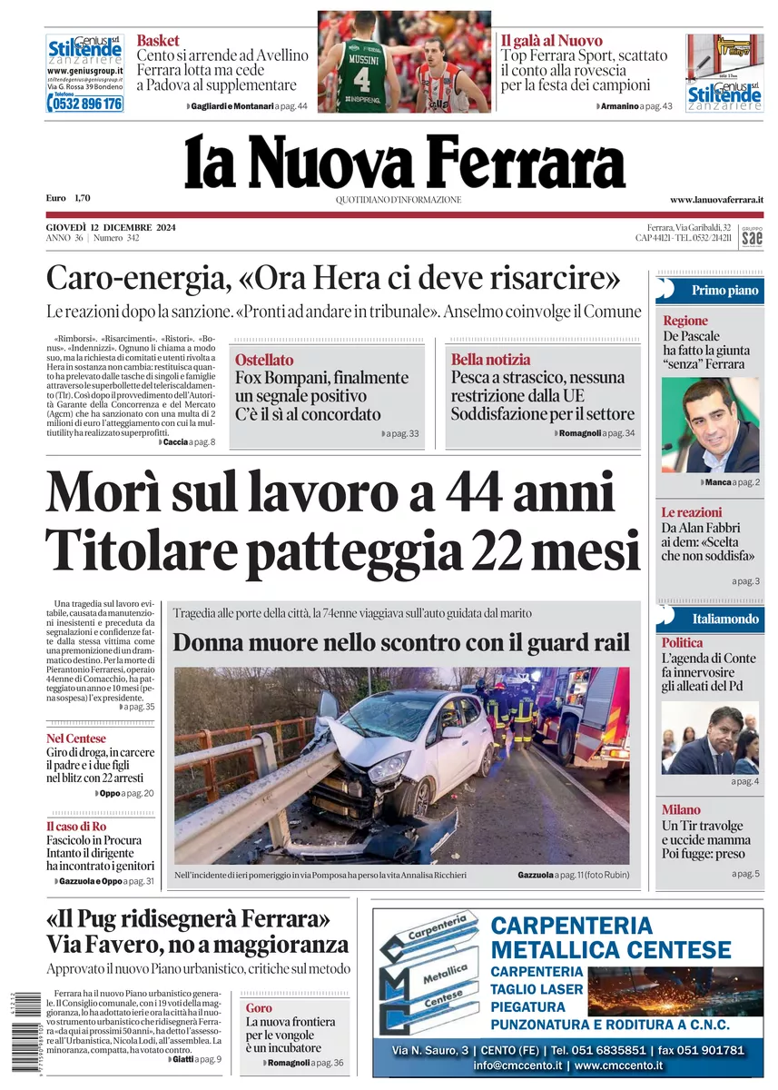 Prima-pagina-nuova ferrara-oggi-edizione-del-2024-12-12